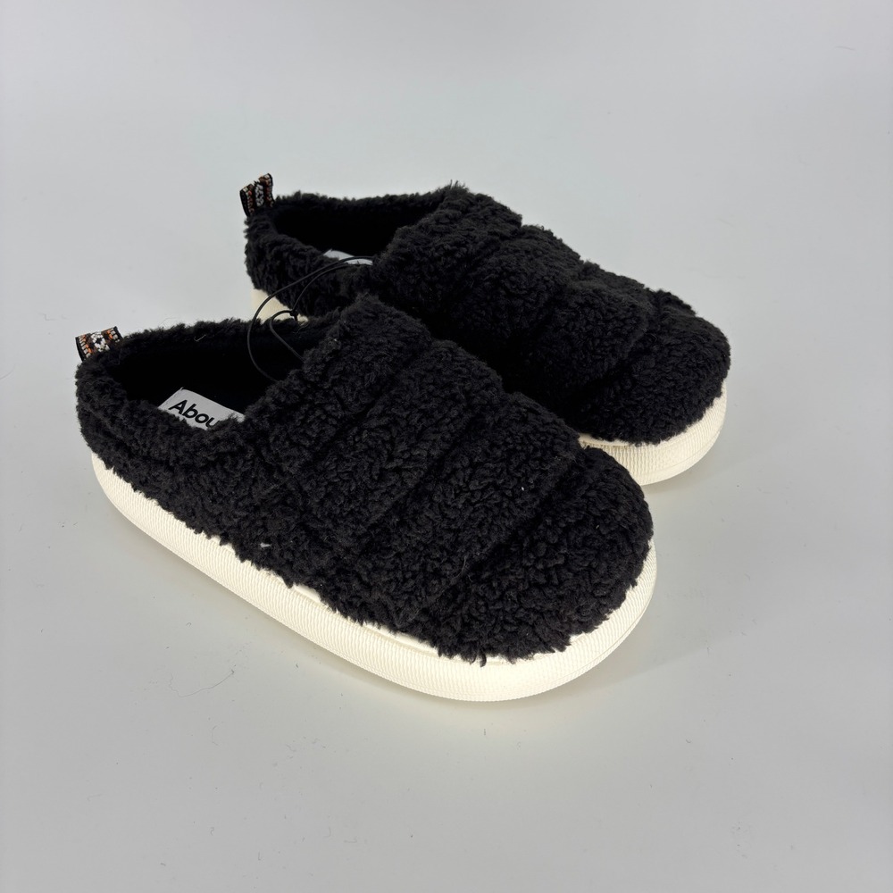 Abound Dion Faux Fur Quilted Clog Slipper Black Men Size Small 7-8 Comfort Warm